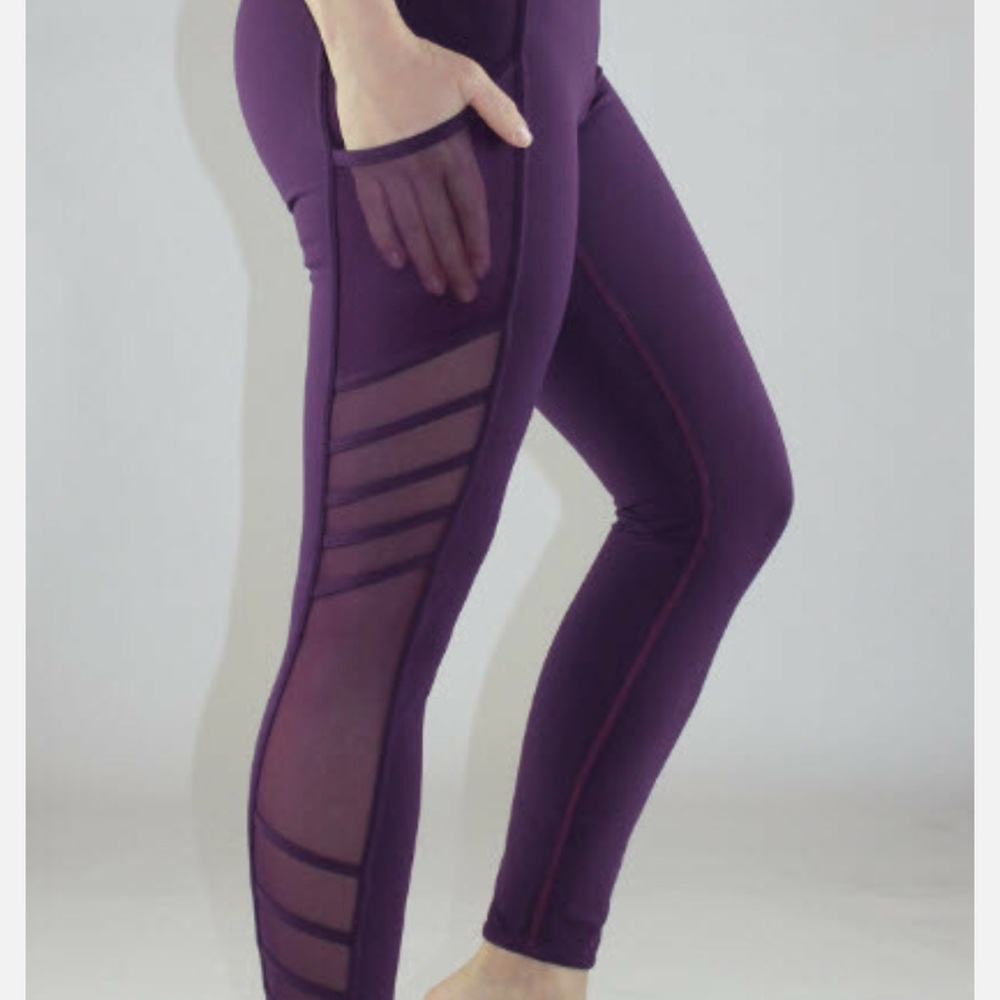 Women's Purple Mesh-Panel High-Waist Leggings Wild and Free Tights